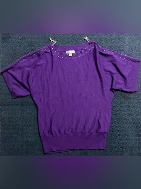 dressbarn Purple Sweater with Gold Stud Accents